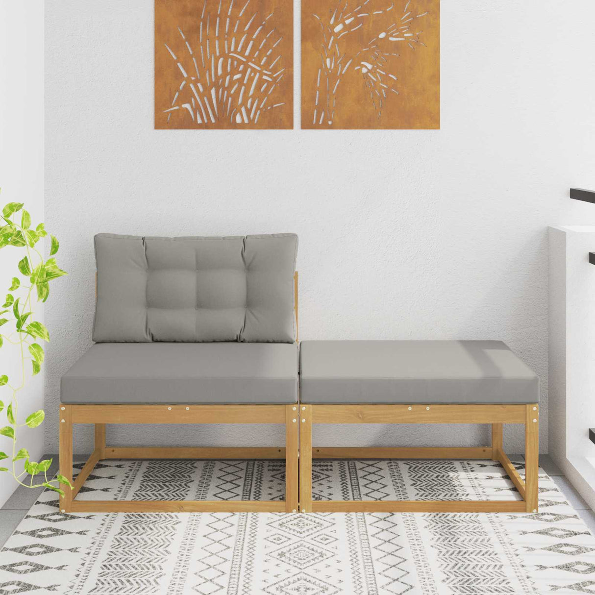 vidaXL Outdoor Ottoman Solid Acacia Wood Natural