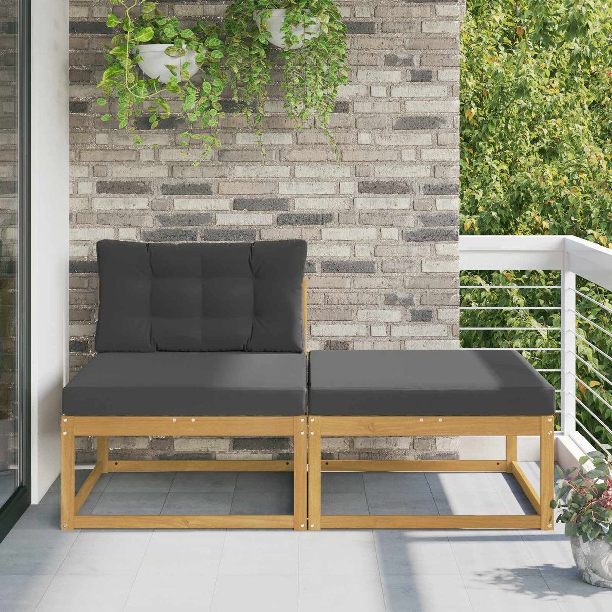 vidaXL Outdoor Ottoman Solid Acacia Wood Natural