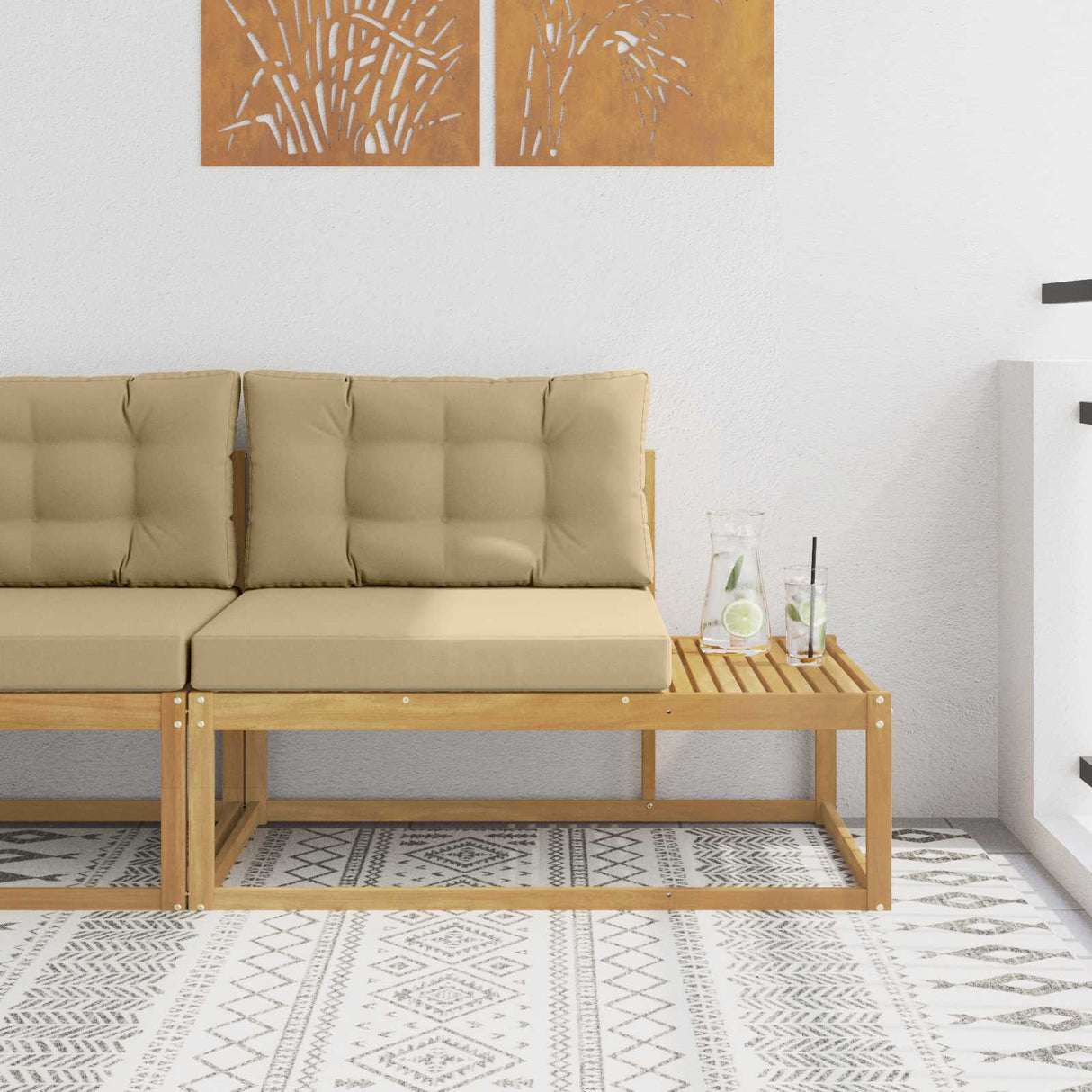 vidaXL Outdoor Ottoman Solid Acacia Wood Natural