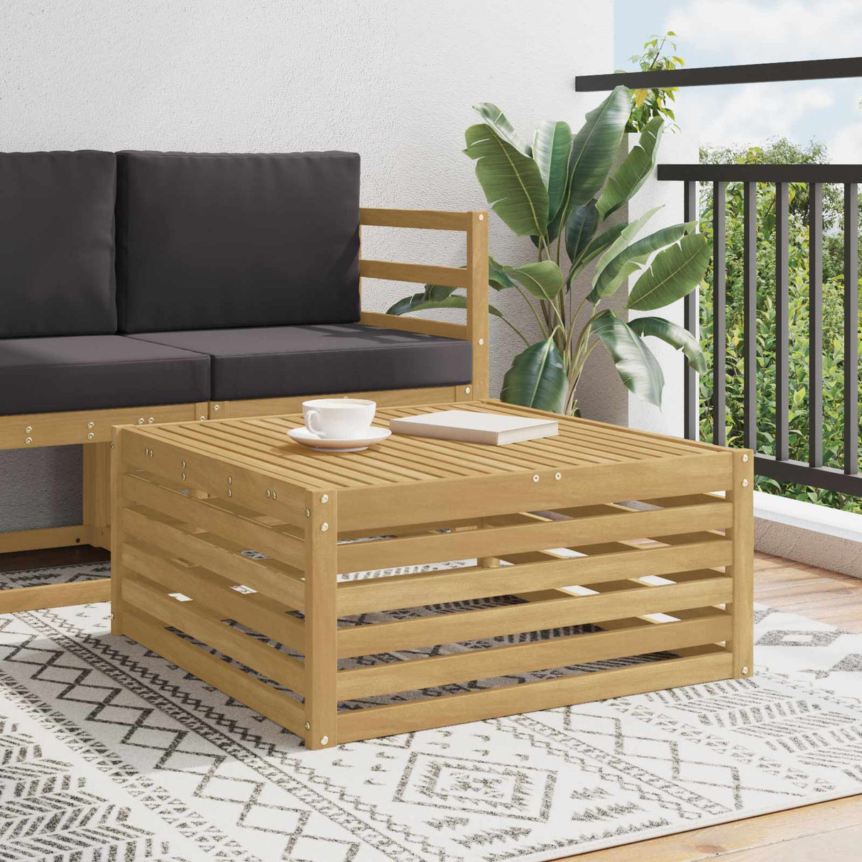 vidaXL Outdoor Footstool Solid Acacia Wood Natural