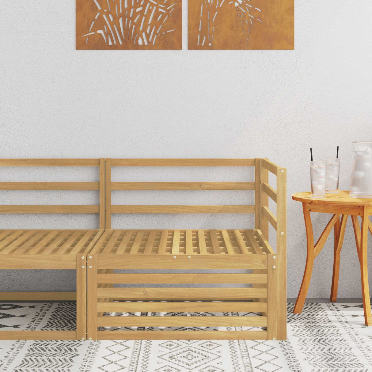vidaXL Outdoor Footstool Solid Acacia Wood Natural