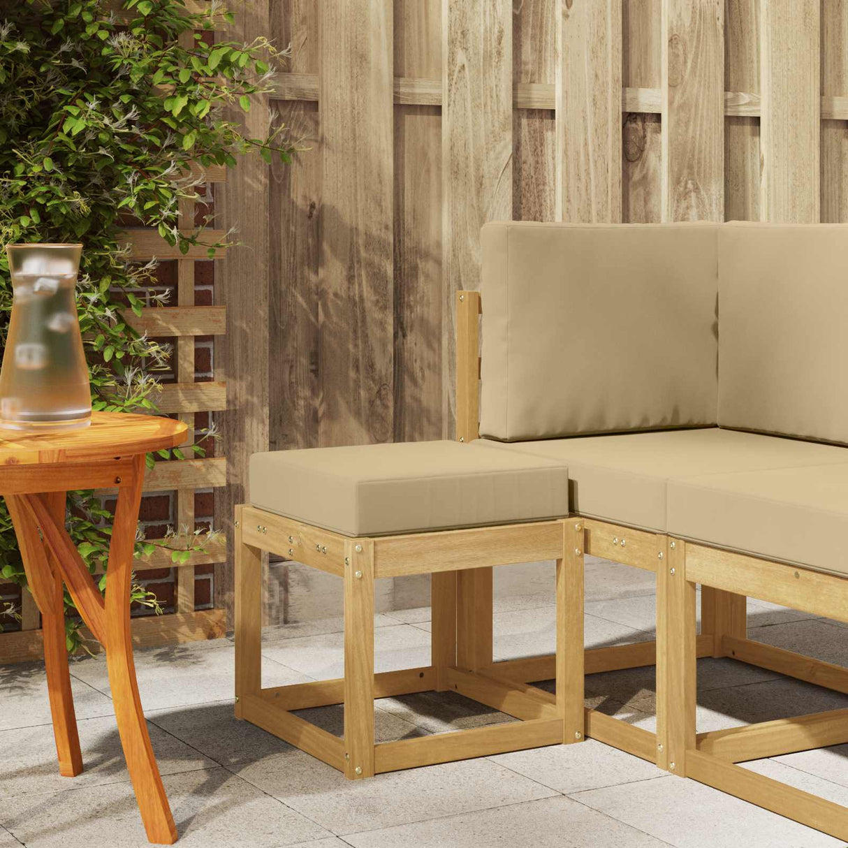 vidaXL Wooden Stool Bench Natural 43 x 43 x 37 cm Solid Acacia Wood