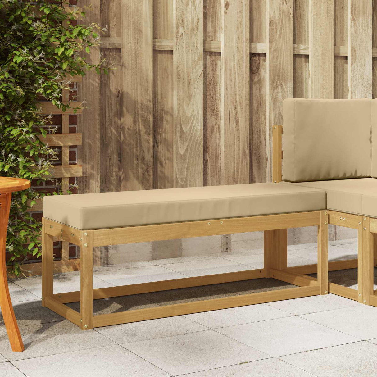 vidaXL Wooden Stool Bench Natural 43 x 43 x 37 cm Solid Acacia Wood