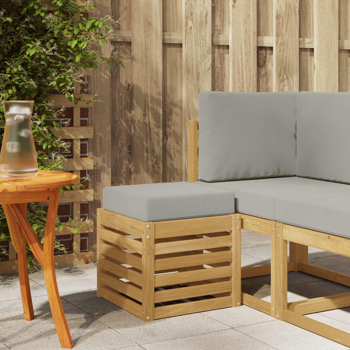 vidaXL Wooden Stool Bench Natural 43 x 43 x 37 cm Solid Acacia Wood
