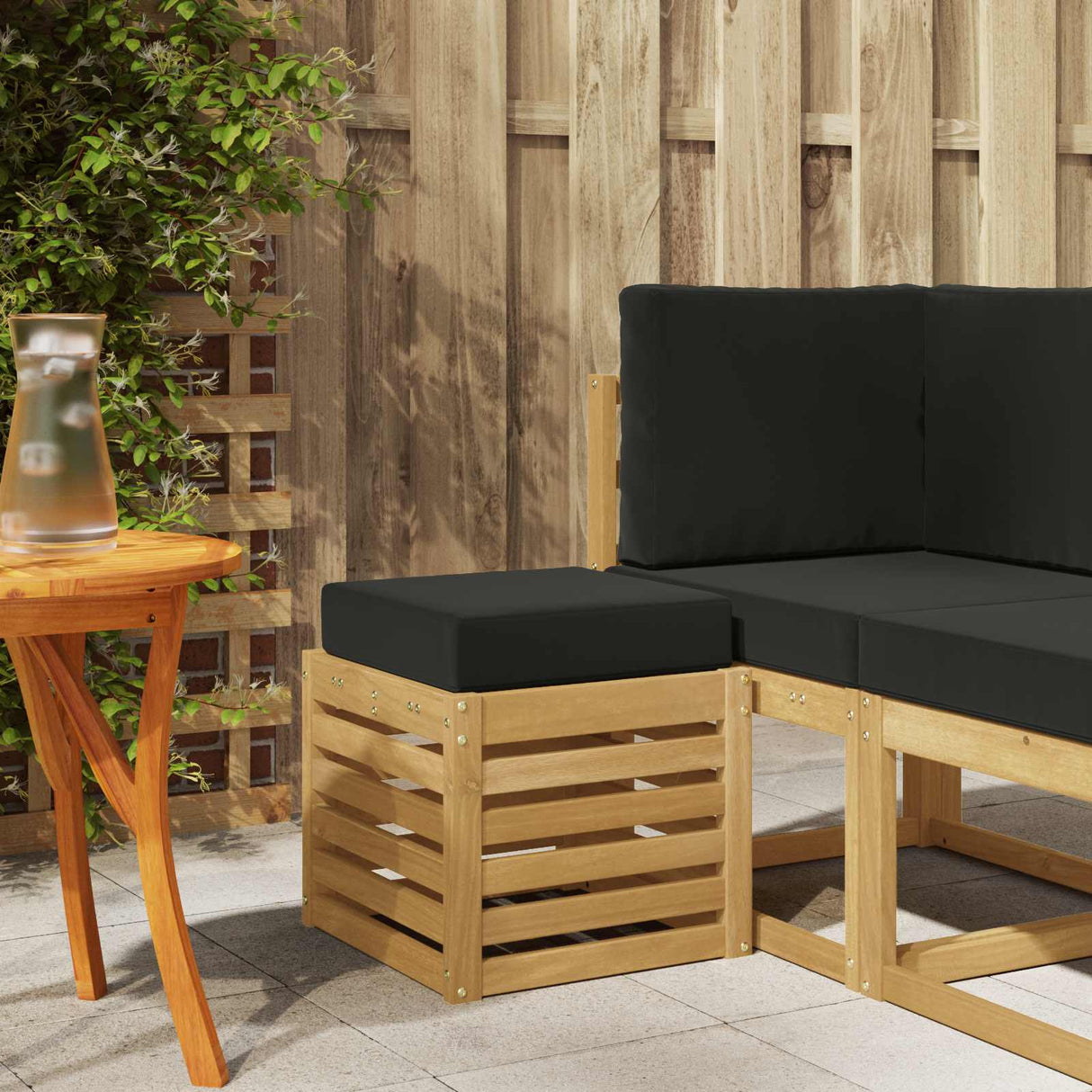 vidaXL Wooden Stool Bench Natural 43 x 43 x 37 cm Solid Acacia Wood