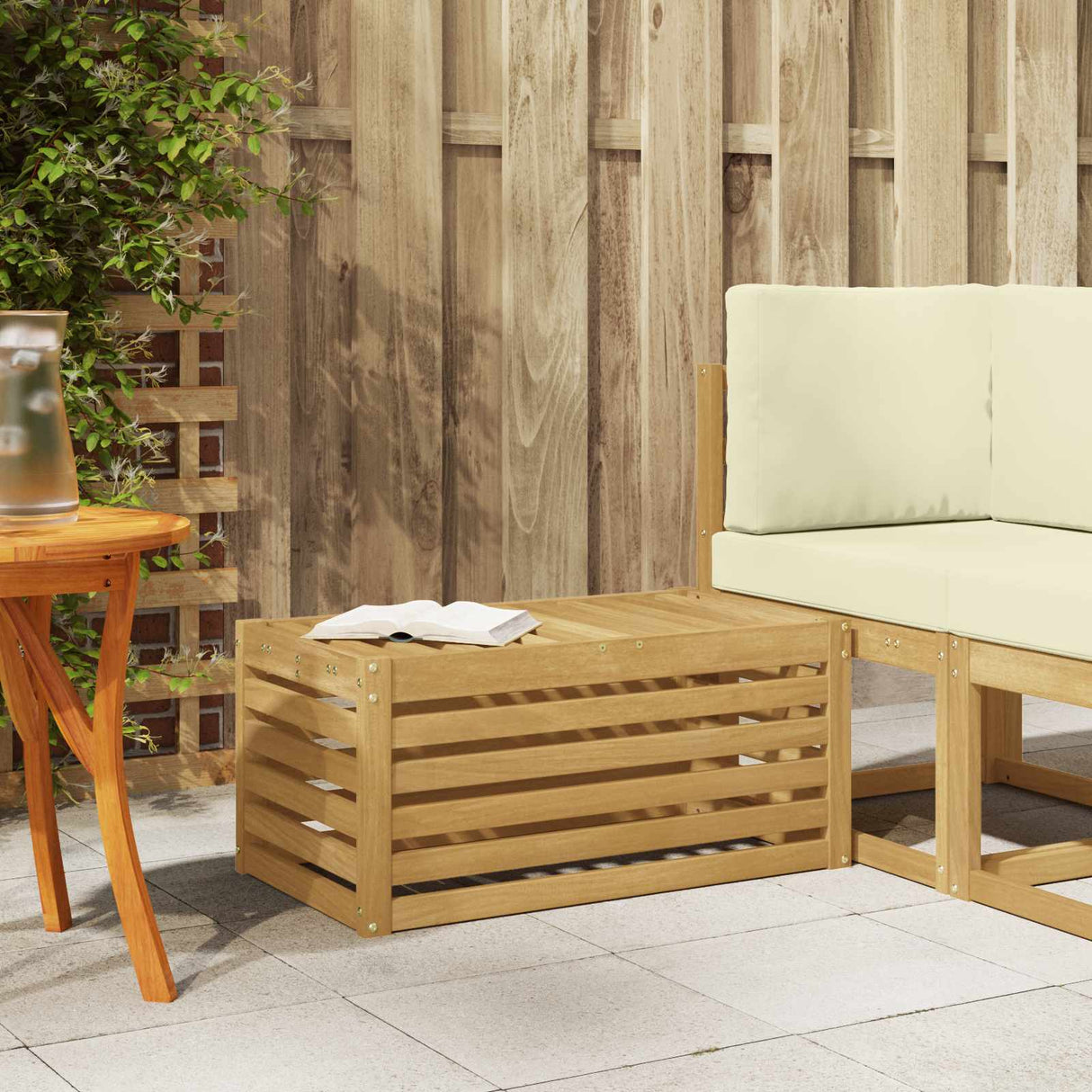 vidaXL Wooden Stool Bench Natural 43 x 43 x 37 cm Solid Acacia Wood