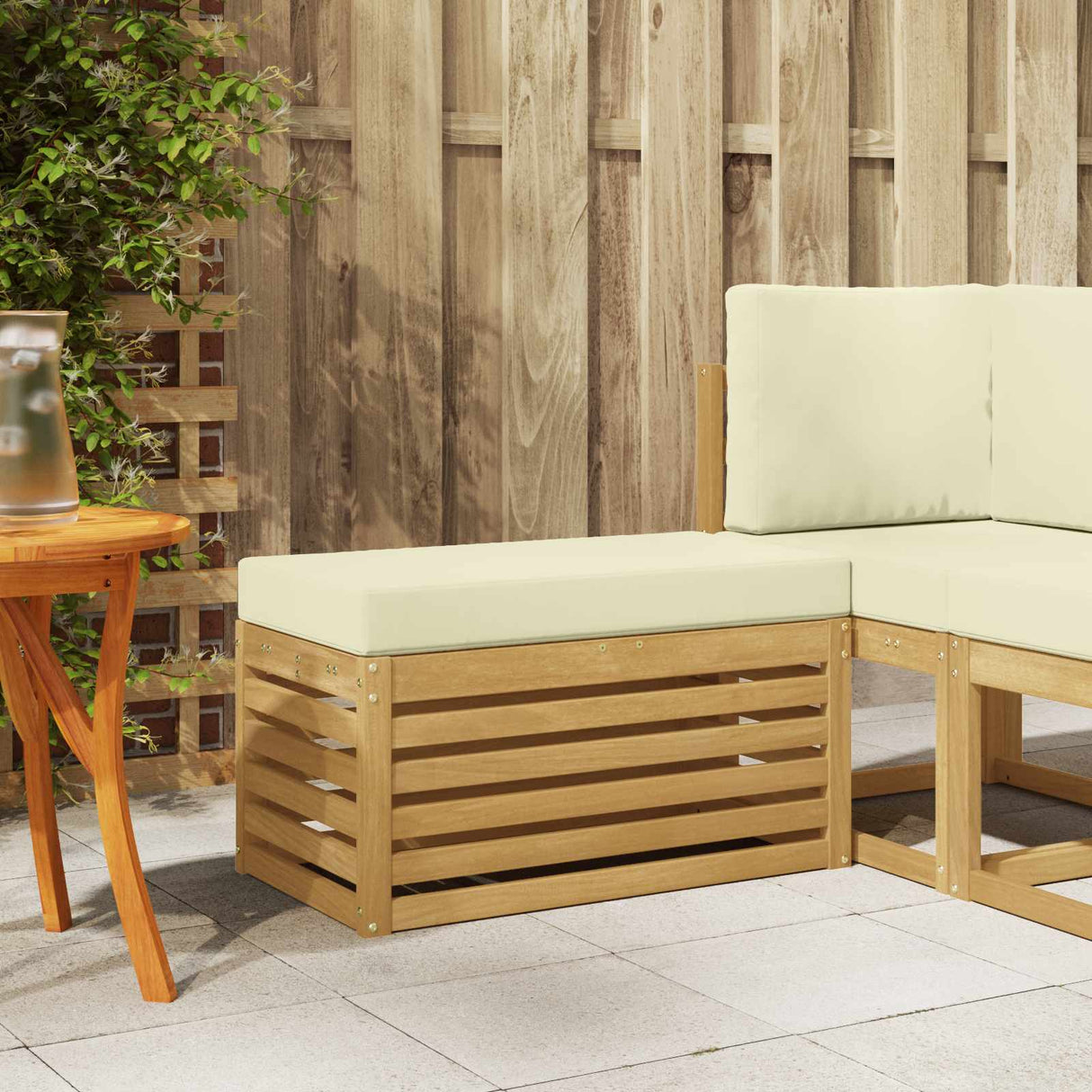 vidaXL Wooden Stool Bench Natural 43 x 43 x 37 cm Solid Acacia Wood