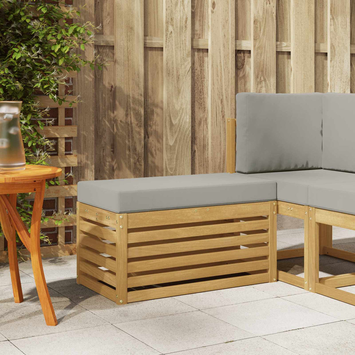 vidaXL Wooden Stool Bench Natural 43 x 43 x 37 cm Solid Acacia Wood