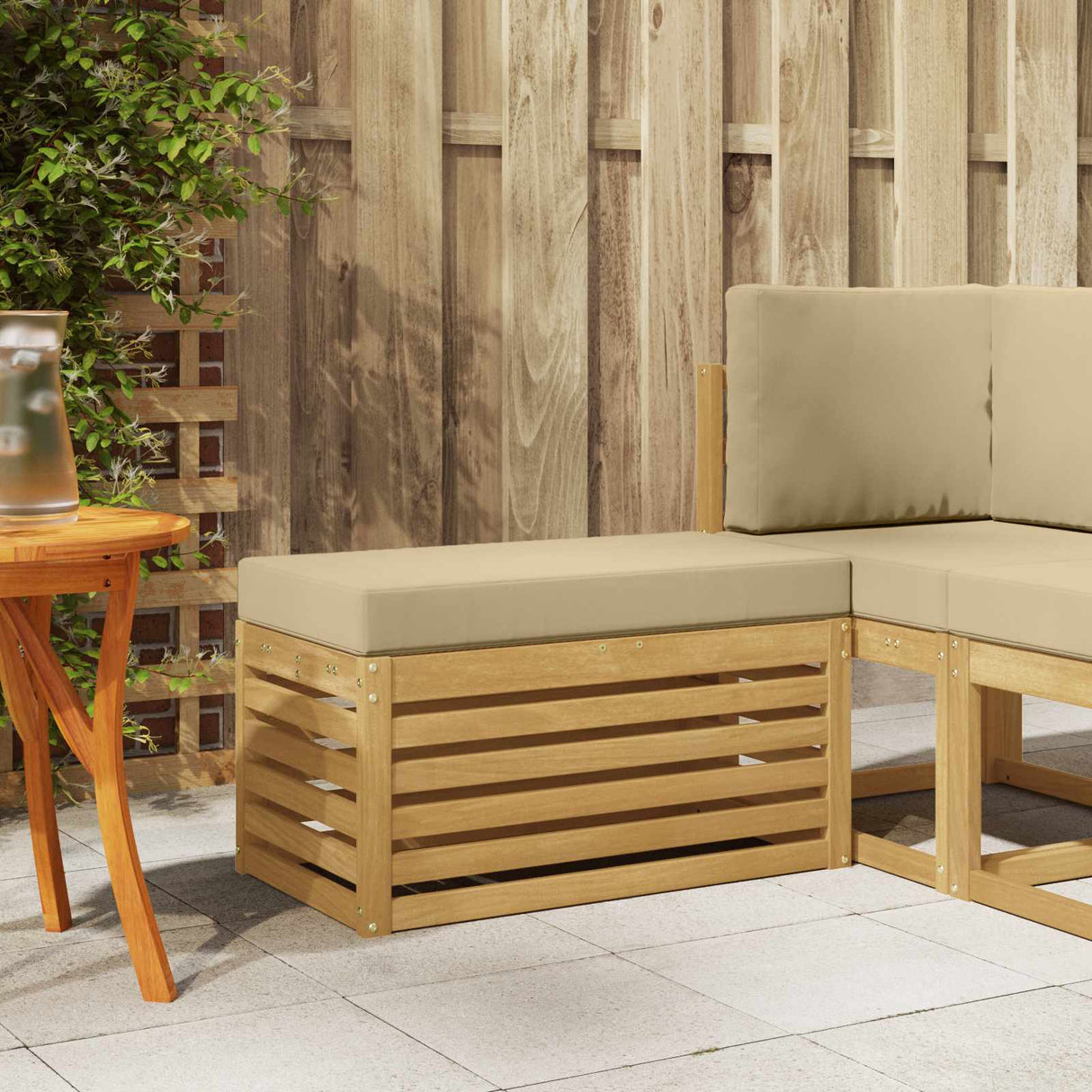 vidaXL Wooden Stool Bench Natural 43 x 43 x 37 cm Solid Acacia Wood