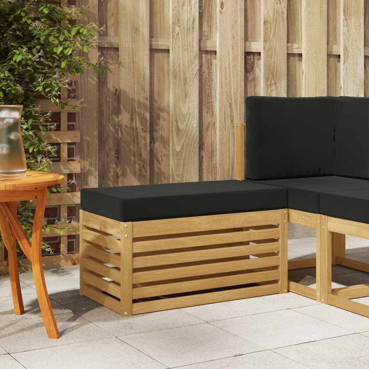 vidaXL Wooden Stool Bench Natural 43 x 43 x 37 cm Solid Acacia Wood