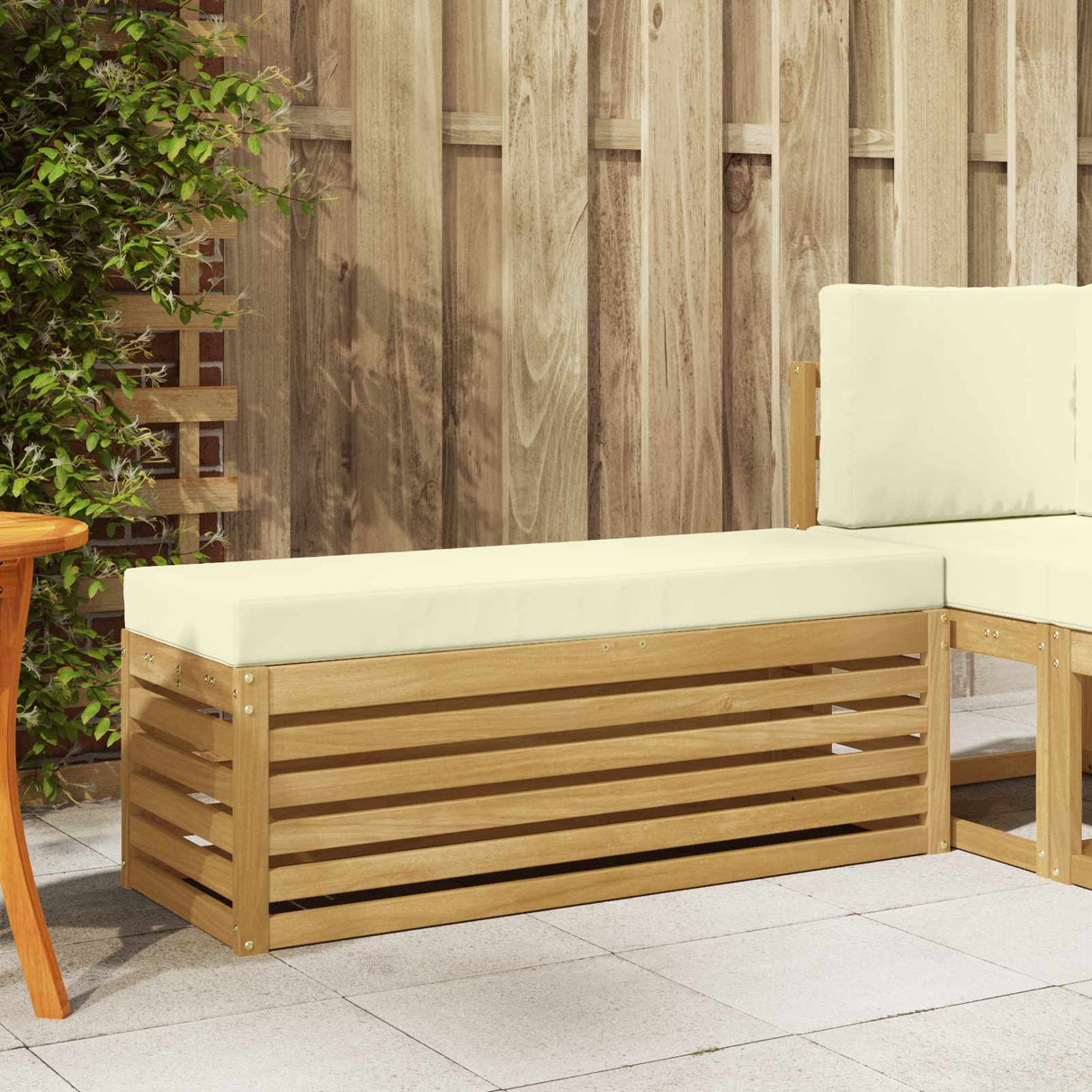 vidaXL Wooden Stool Bench Natural 43 x 43 x 37 cm Solid Acacia Wood