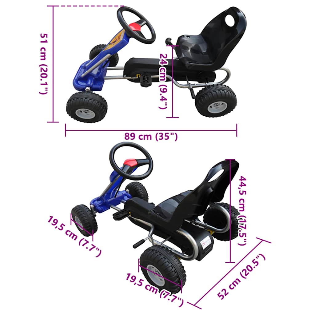 vidaXL Skelter met pedalen geel
