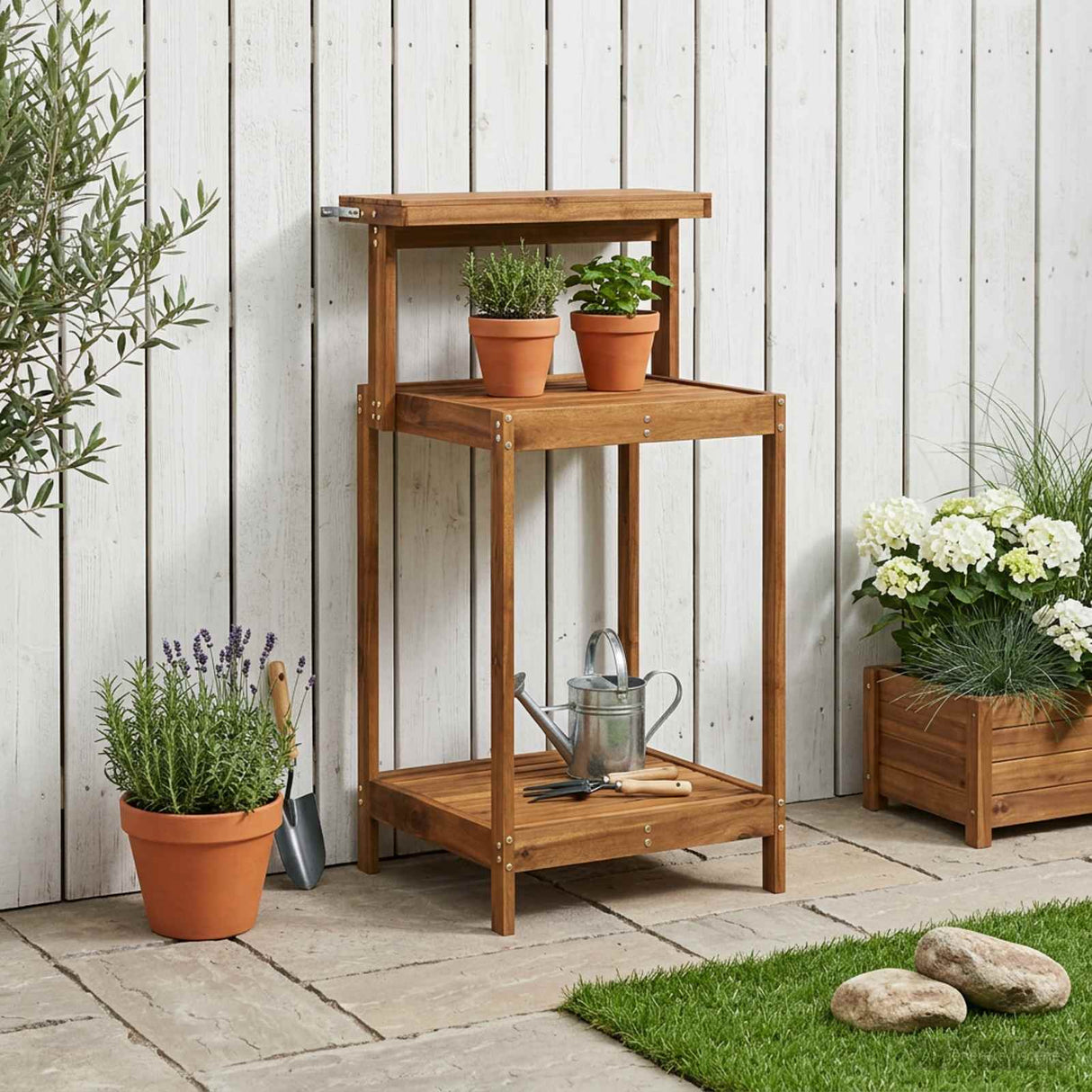 vidaXL Buiten pottingbank 56,5 x 48,5 x 107 cm Massief Acacia Hout