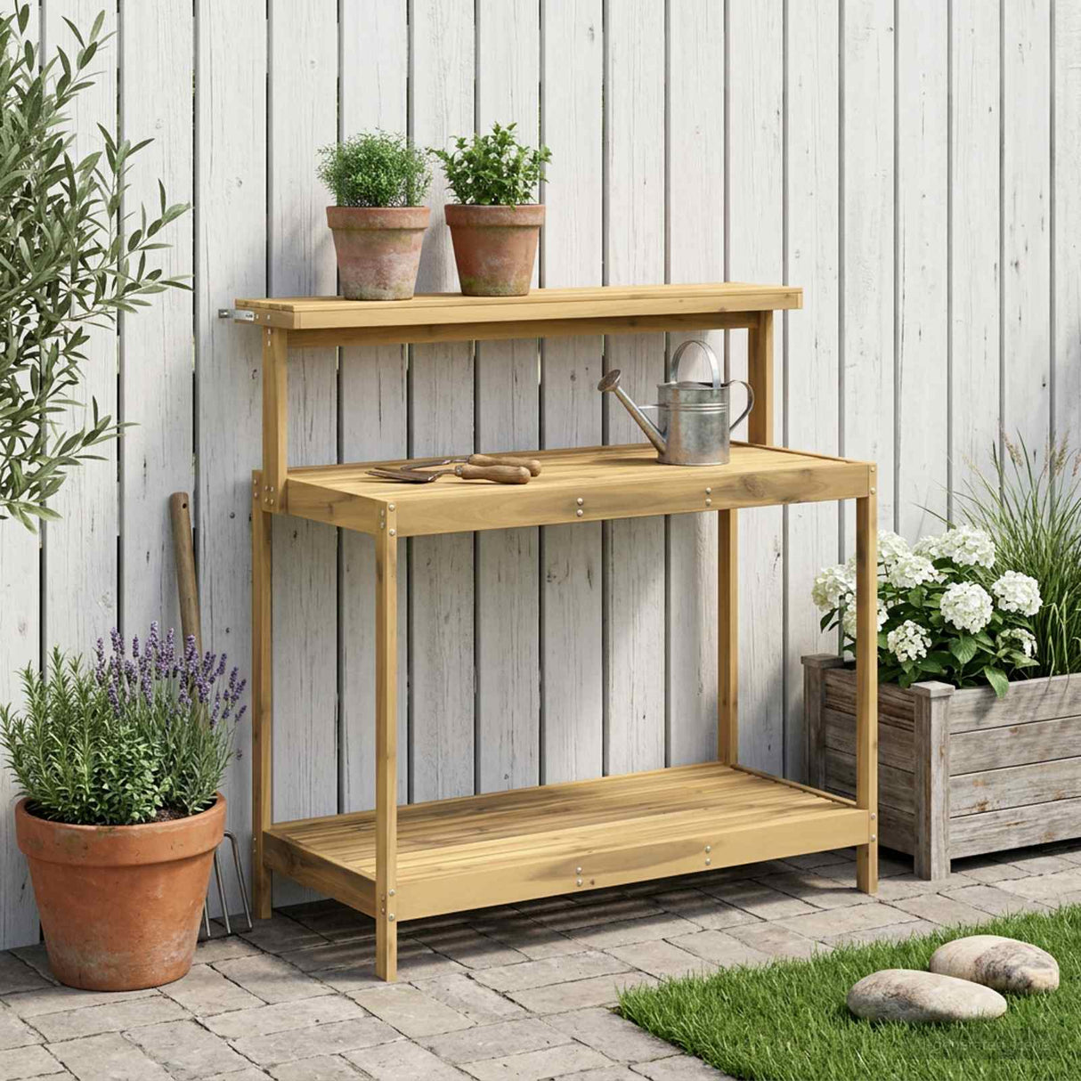 vidaXL Buiten pottingbank 56,5 x 48,5 x 107 cm Massief Acacia Hout