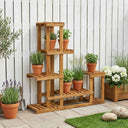 vidaXL Plantenstand Naturel 93,5 x 25 x 91,5 cm Massief Acacia Hout