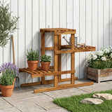 vidaXL Plantenstand Naturel 93,5 x 25 x 91,5 cm Massief Acacia Hout