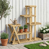 vidaXL Plantenstand Naturel 93,5 x 25 x 91,5 cm Massief Acacia Hout