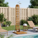vidaXL Outdoor Shower 225 cm Solid Acacia Wood and Stainless Steel White