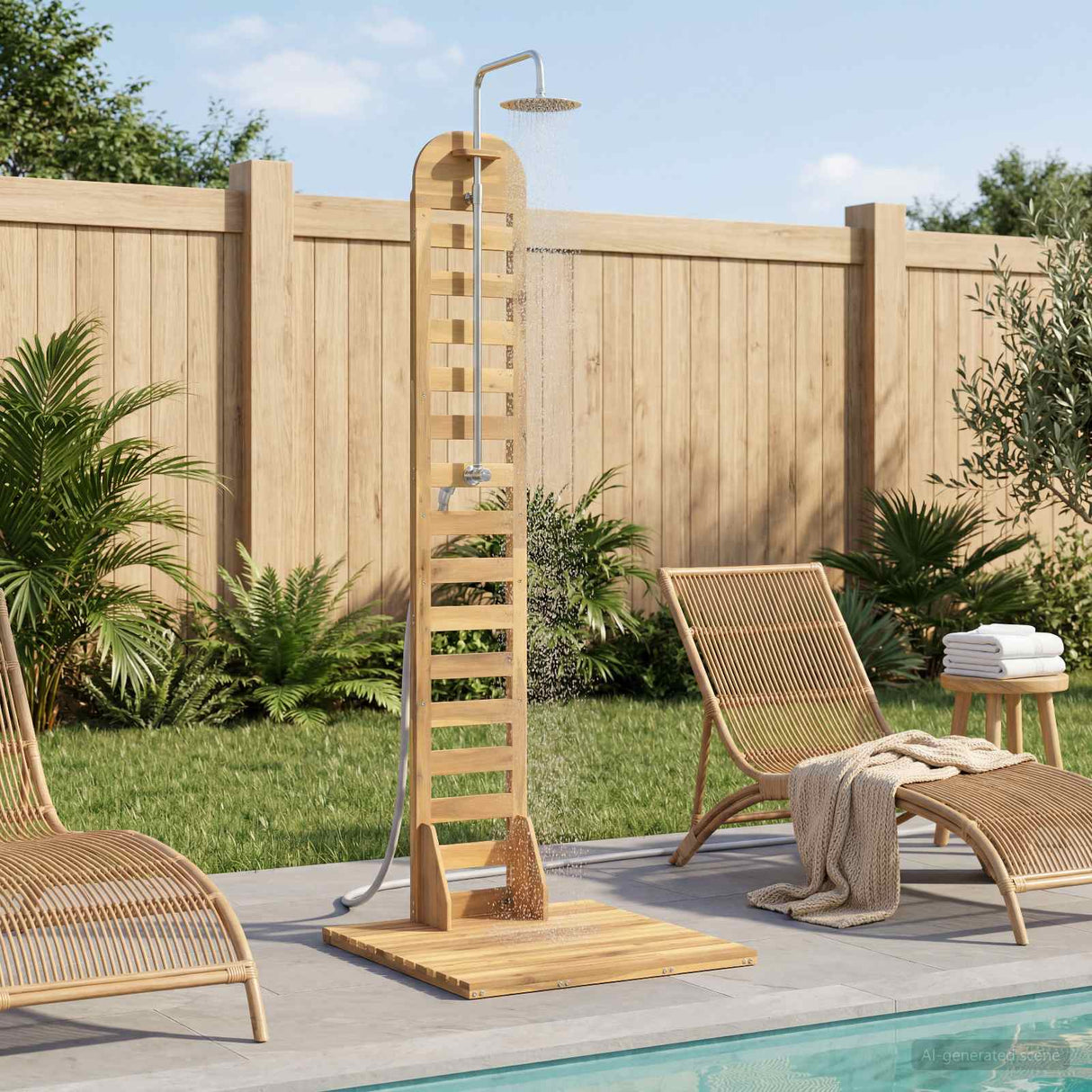 vidaXL Outdoor Shower 225 cm Solid Acacia Wood and Stainless Steel White
