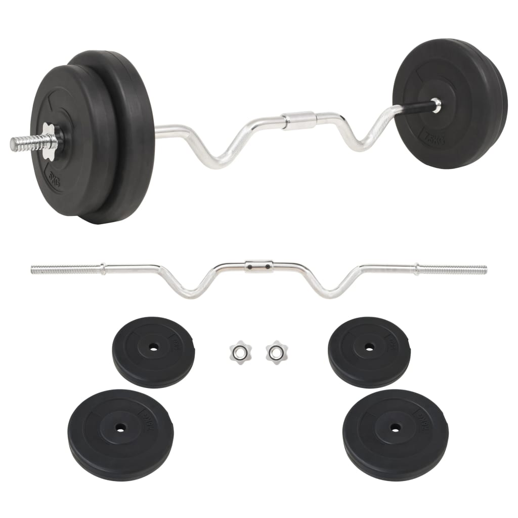 vidaXL Halter gebogen met gewichten 60 kg