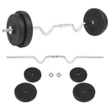 vidaXL Halter gebogen met gewichten 60 kg