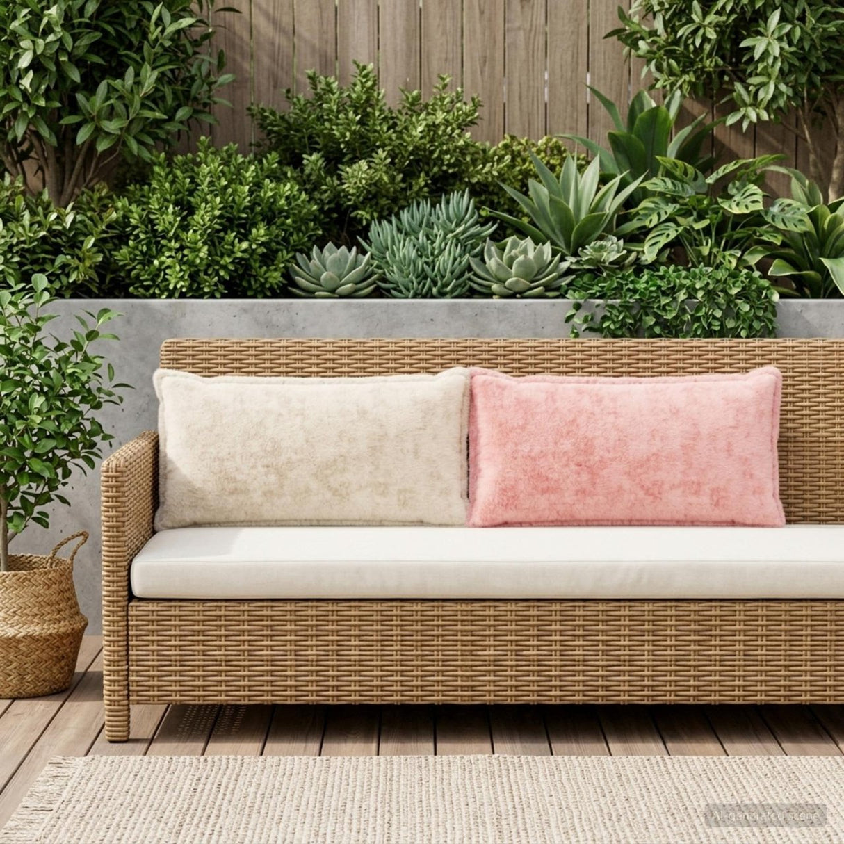 vidaXL Kussensloop 6 st HOUTEN Wit 30 x 30 cm Nep Konijnenbont