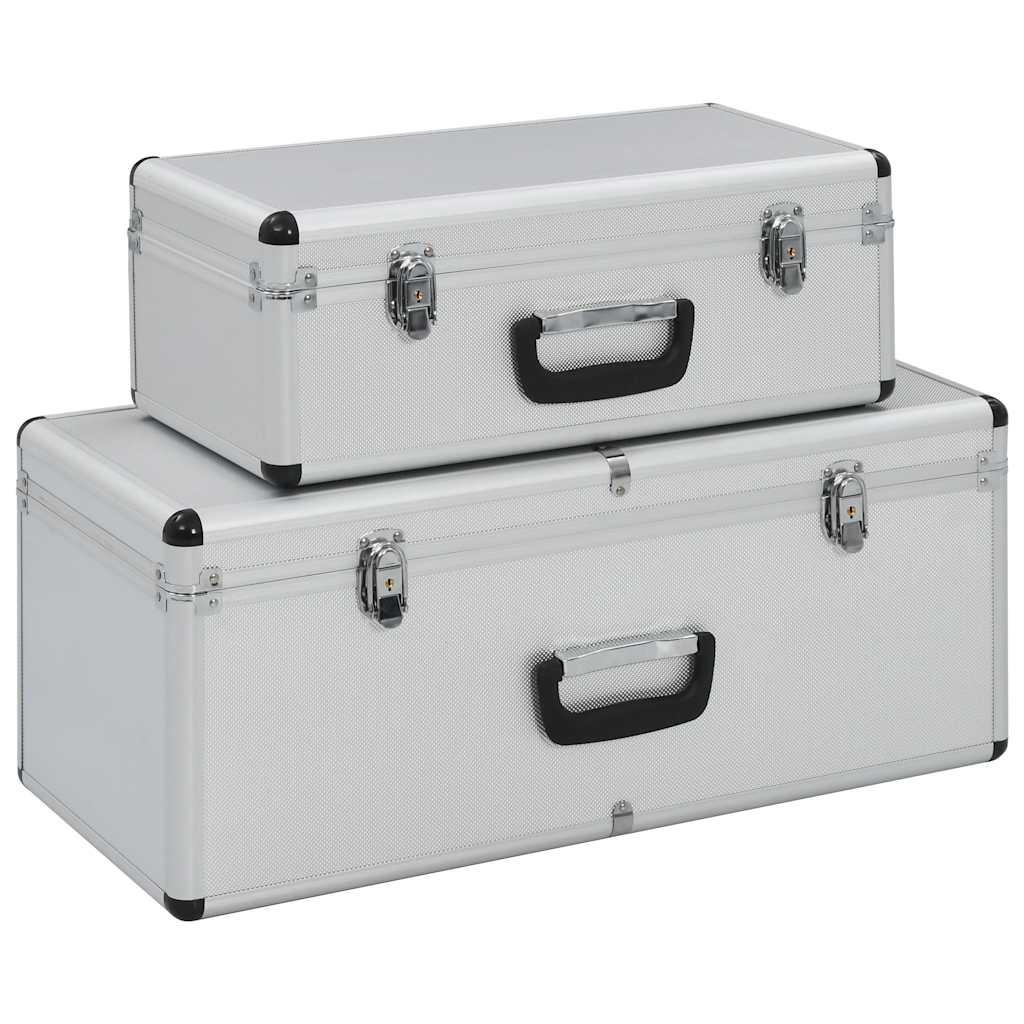 vidaXL Opbergkoffers 2 st aluminium zilverkleurig
