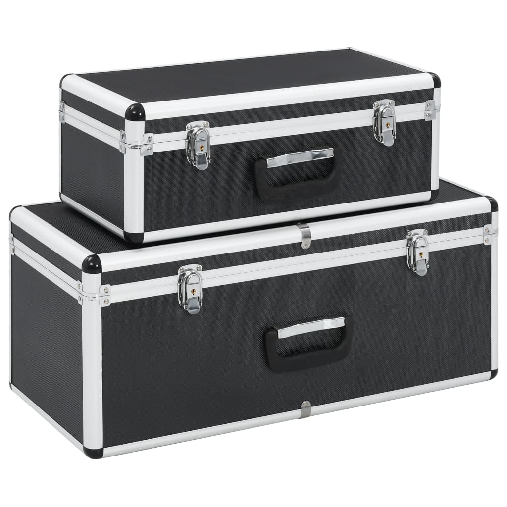 vidaXL Opbergkoffers 2 st aluminium zilverkleurig