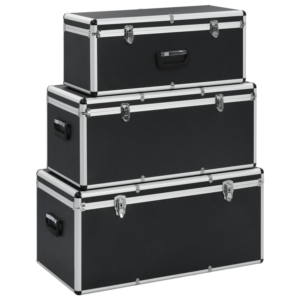 vidaXL Opbergkoffers 3 st aluminium zilverkleurig
