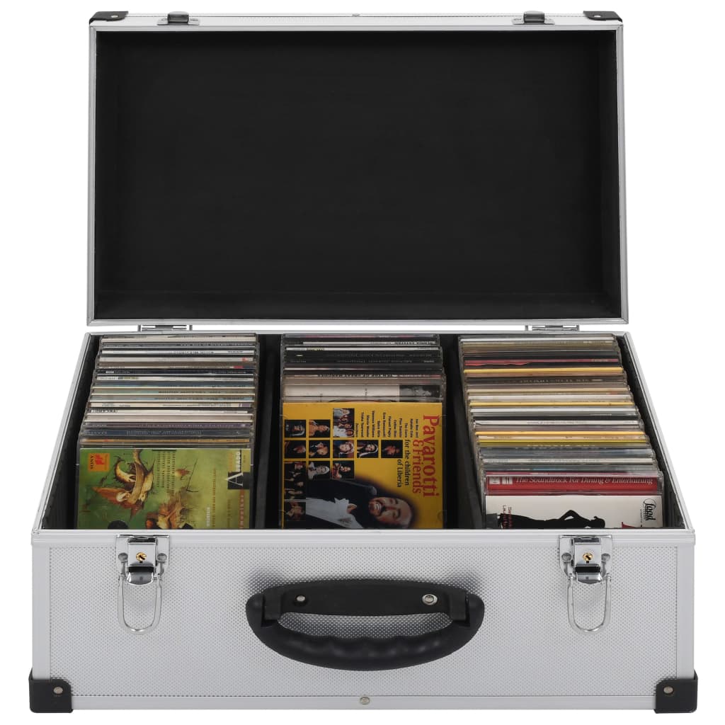 vidaXL Cd-koffer voor 80 cd's aluminium ABS zilverkleurig