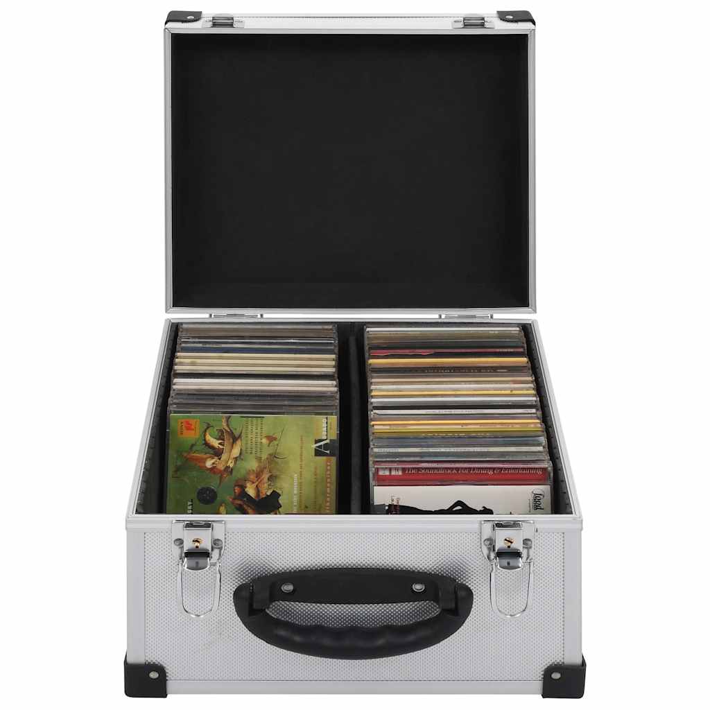 vidaXL Cd-koffer voor 80 cd's aluminium ABS zilverkleurig