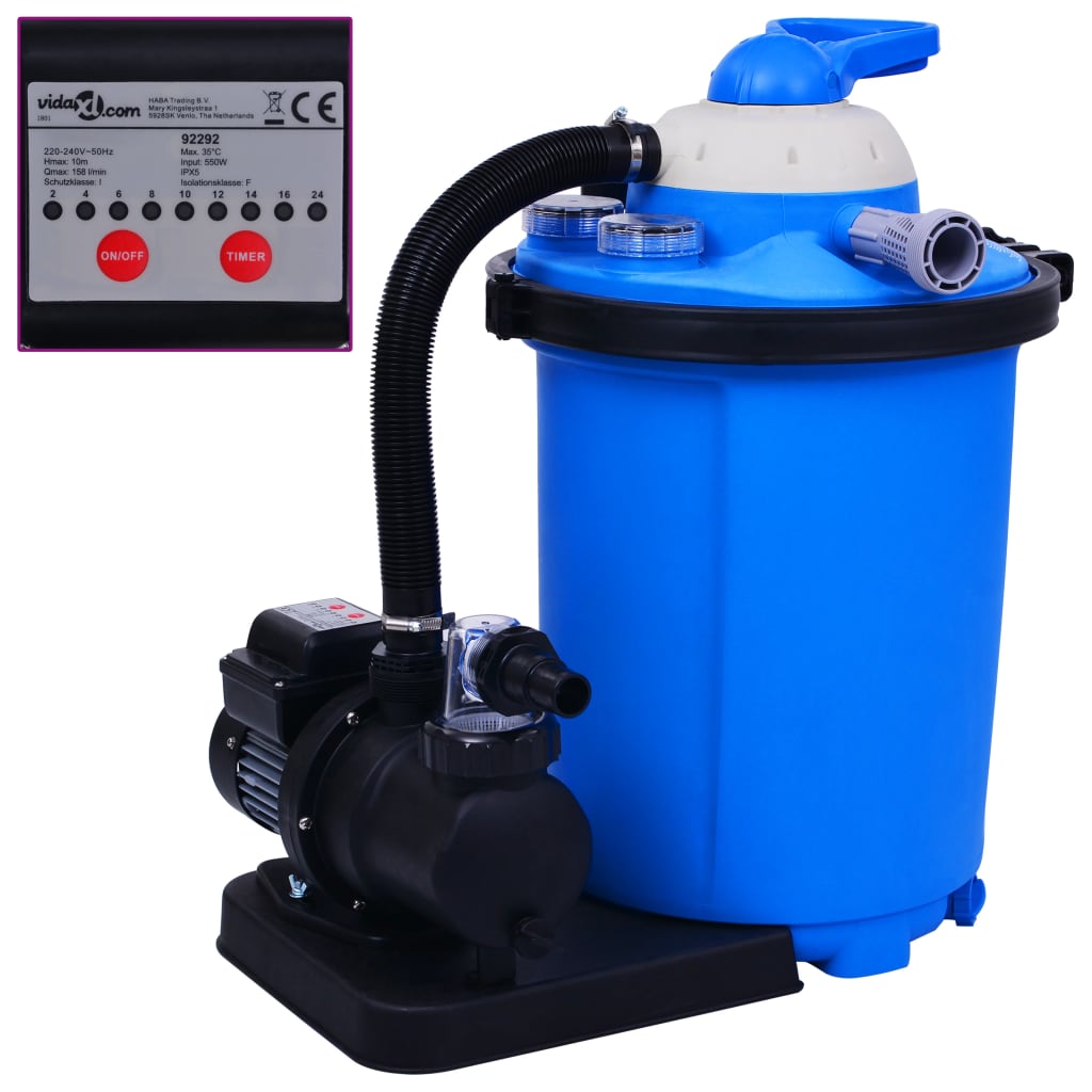 vidaXL Zandfilterpomp met timer 450 W 25 L