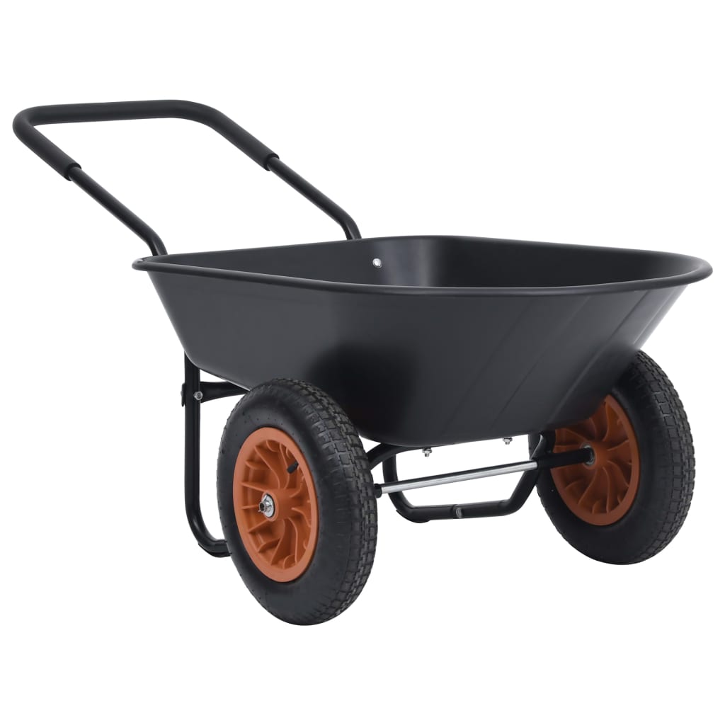 vidaXL Kruiwagen 100 kg 78 L zwart en oranje