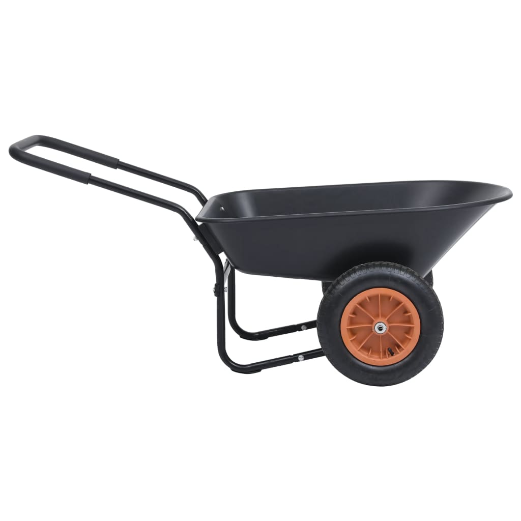 vidaXL Kruiwagen 100 kg 78 L zwart en oranje