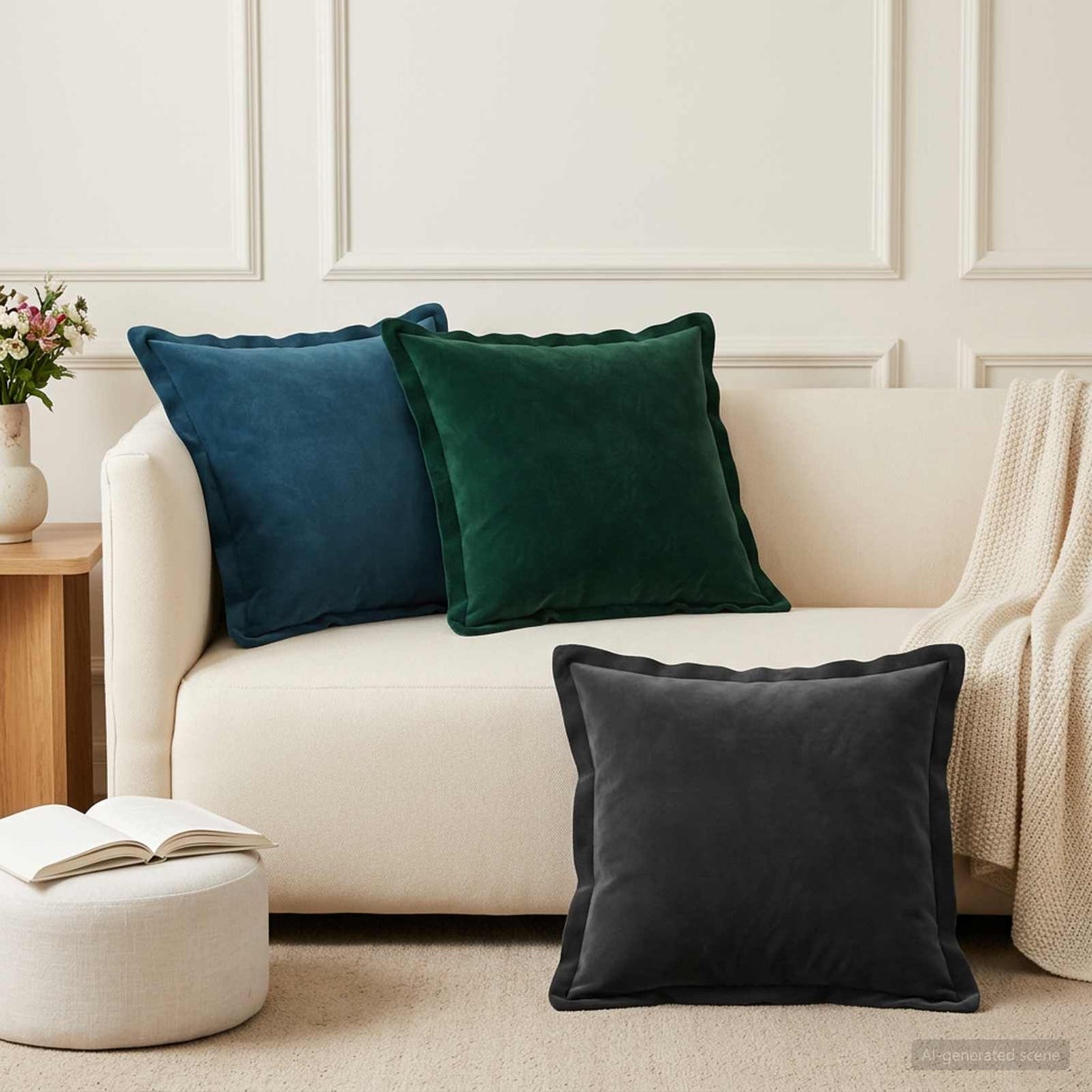 vidaXL Cushion with cushion WOODEN 2 pcs Blue velvet