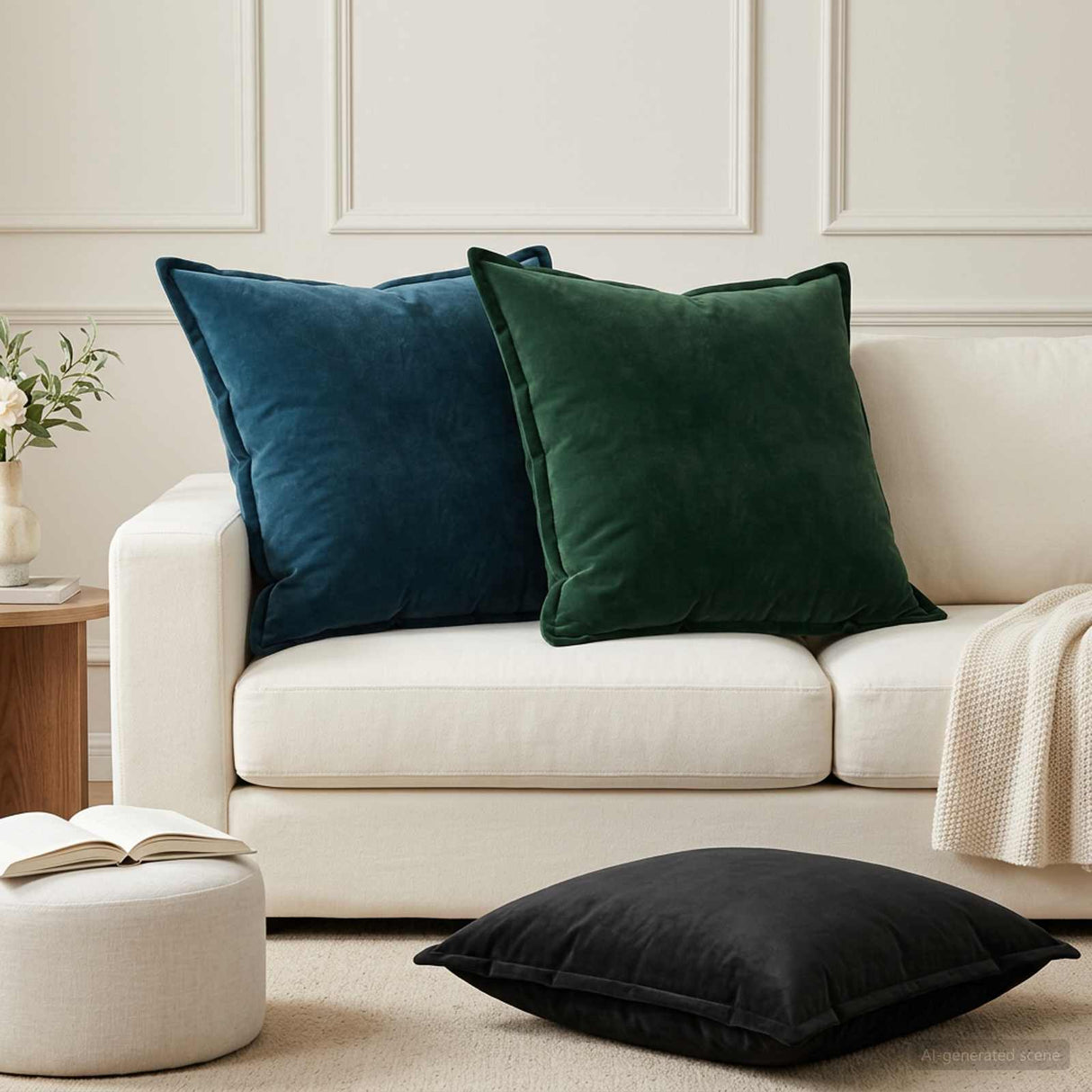 vidaXL Cushion with cushion WOODEN 2 pcs Blue velvet