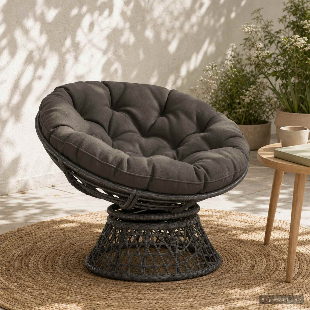 vidaXL Hangstoel Kussen VIANEN 100% Polyester Antraciet Ø 80 x 12 cm